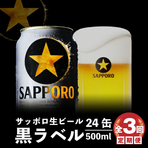 『定期便：全3回』黒ラベル500ml×24本【300050313903】