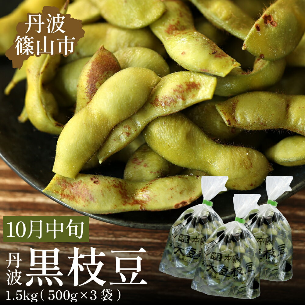 【ふるさと納税】【予約受付中！ 2025年10月中旬発送】令和7年産 丹波ふるさと村の丹波黒枝豆500g×3(枝なし) プレミアム枝豆 期間限定 黒枝豆 えだまめ エダマメ お取り寄せグルメ 高級 特産品 名産品 おつまみ おうち居酒屋