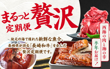 【6回 定期便 】お肉と海の幸～見つけた！西海の宝物定期便～ [CZZ021] 西海市 定期便 月替わり 長崎和牛 サーロイン さーろいん ステーキ 鰻 うなぎ 