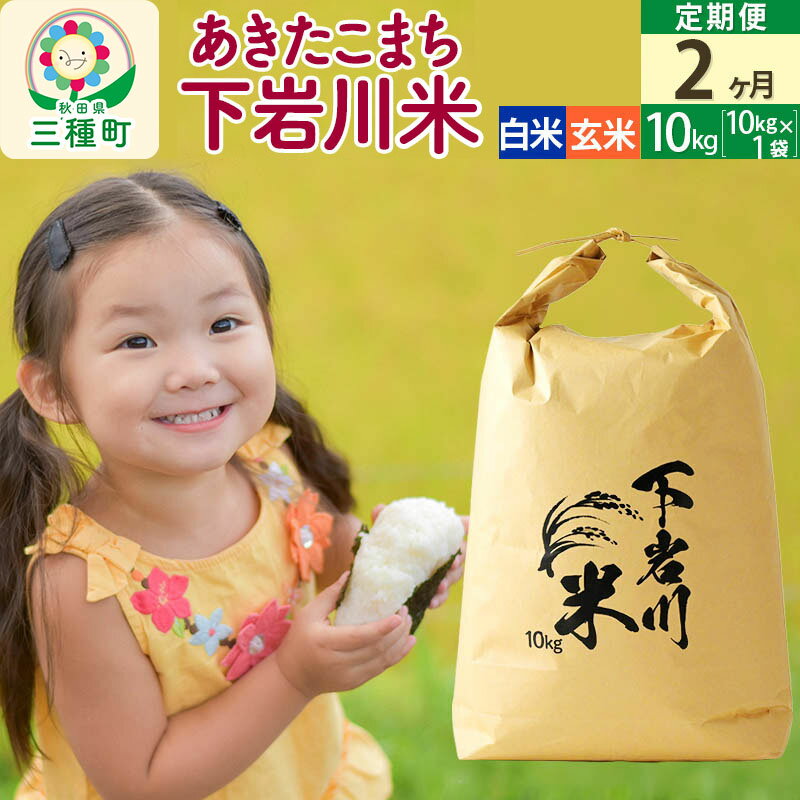 【ふるさと納税】【R8年新米予約】 《2ヶ月定期便》【白米／玄米】あきたこまち 10kg (10kg×1袋) 秋田県三種町産 令和8年産 下岩川米