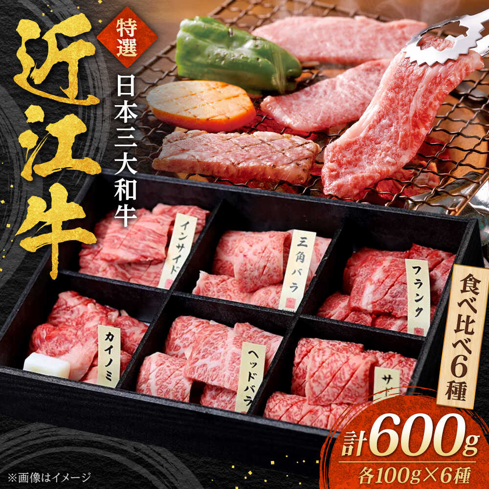 【ふるさと納税】近江牛 バラ・モモ・ロース おまかせ6種 各100g 焼肉すだく 国産牛 / 牛肉 黒毛和牛 食べ比べセット 希少部位 高級 ギフト / 栗東市 / 株式会社総合近江牛商社[BIBX002]