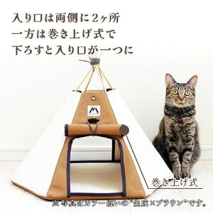 【ネコテント】国産帆布が素材！本格的デザインペットテント（生成）_00376