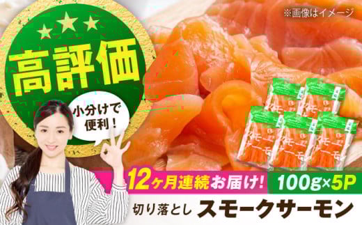 【定期便】サーモン 鮭 スモークサーモン  （切り落とし）100ｇ×5パック×12回 滋賀県長浜市/株式会社中村屋 [AQAJ022] サーモン サーモン 鮭 スモークサーモン  スライス 切り落とし 小分け 燻製 薫製 サーモン 前菜 おつまみ お取り寄せ グルメ  簡単 レシピ おかず ディナー ヘルシー サラダ 前菜 人気 洋風 手作り 保存食 柔らかい 低カロリー