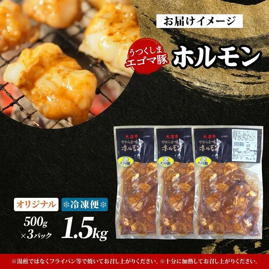 ホルモン 大沼亭 うつくしまエゴマ豚 オリジナル ぷるぷる ホルモン【約1.5kg】【冷凍】
