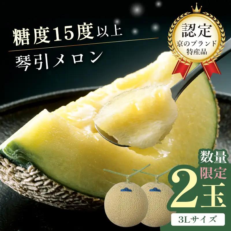 【2026年6月下旬-発送】 琴引メロン 3L 2玉 京のブランドめろん