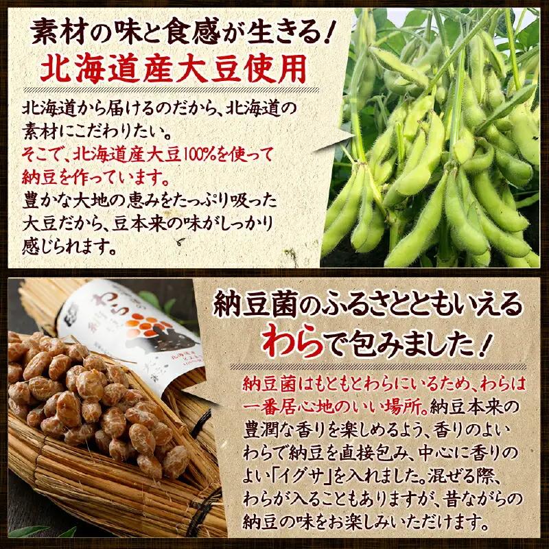 北海道のわら納豆（小粒）80g×12本 たれ付き【くま納豆】