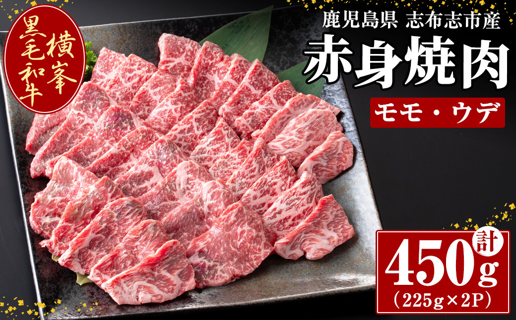 
            鹿児島県志布志市産横峯黒毛和牛の赤身焼肉(計450g・225g×2P) 鹿児島県産 国産 牛肉 牛 赤身 赤身肉 焼き肉 希少牛 手切り モモ ウデ バーベキュー BBQ b0-195
          