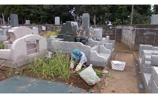 
                  年間4回コース　町営霊園墓地（1区画）墓石清掃及び区画除草作業
                
