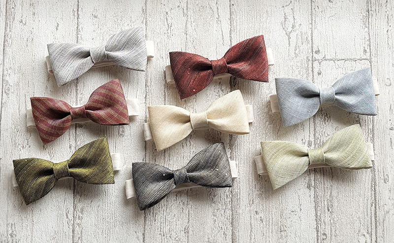 蝶ネクタイ 希少素材 アバカ織の蝶ネクタイ 白紫 ファッション 天然素材 アバカ 縞模様 唯一無二 フォーマル カジュアル プレゼント 光沢 袋井市 静岡県