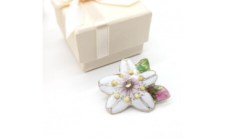 金彩無線七宝焼　桜のタックピンブローチ(ピンバッジ)　[西宮100周年ラベル]