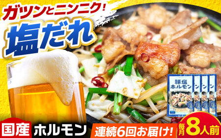 【6回定期便】岐阜県産豚もつの鉄板焼き「元祖みたけとんちゃん」豚塩味（8人前）[AVAA062]豚ホルモン 定期