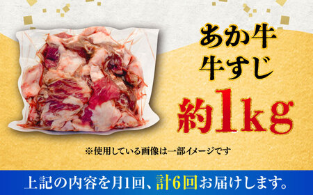 【全6回定期便】熊本あか牛スジ 約1kg / 熊本県 あか牛 あかうし 和牛 牛すじ すじ肉 牛肉 お肉 褐毛和種 冷凍 国産【五右衛門フーズ】[BHCY051]