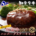 【ふるさと納税】知床牛100%ハンバーグステーキセット 8個入り 北海道 道産牛 牛肉 冷凍 簡単調理 ボイル 湯煎 レトルト お弁当 おかず 温めるだけ 生産者 支援 応援 F21M-944