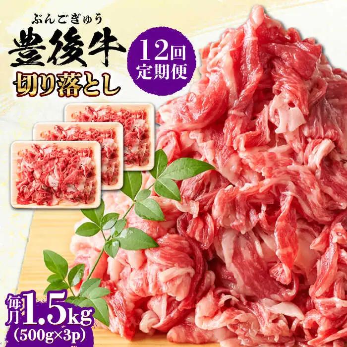 【全12回定期便】【たっぷり大満足！】おおいた豊後牛 牛肉 切り落とし 1.5kg (500g×3) 牛肉切り落とし 豊後牛 [AREI052]