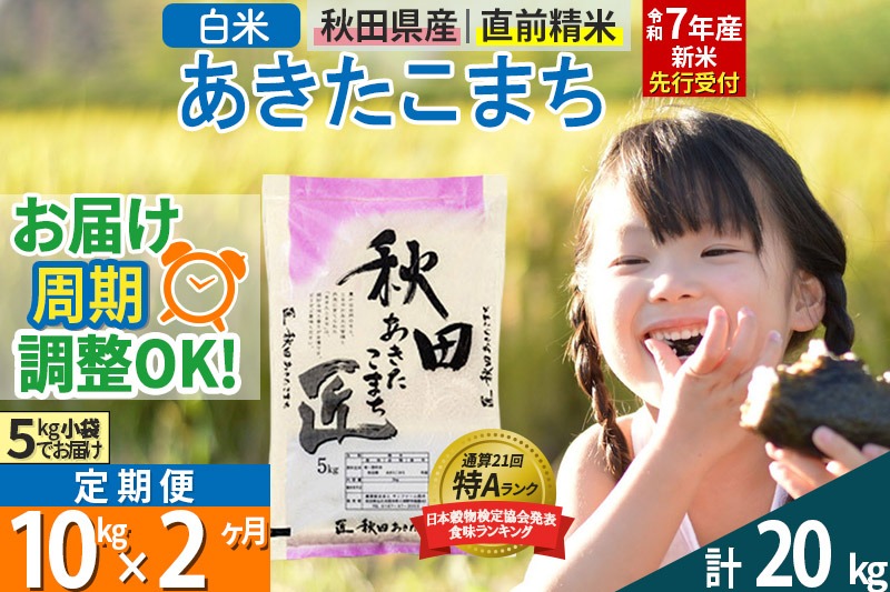 【白米】＜令和7年産 新米予約＞ 《定期便2ヶ月》秋田県産 あきたこまち 10kg (5kg×2袋)×2回 10キロ お米【お届け周期調整 隔月お届けも可】 新米|02_snk-010602s