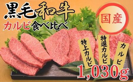 球磨牛　くまもと黒毛和牛カルビ(計1,030g)食べ比べセット