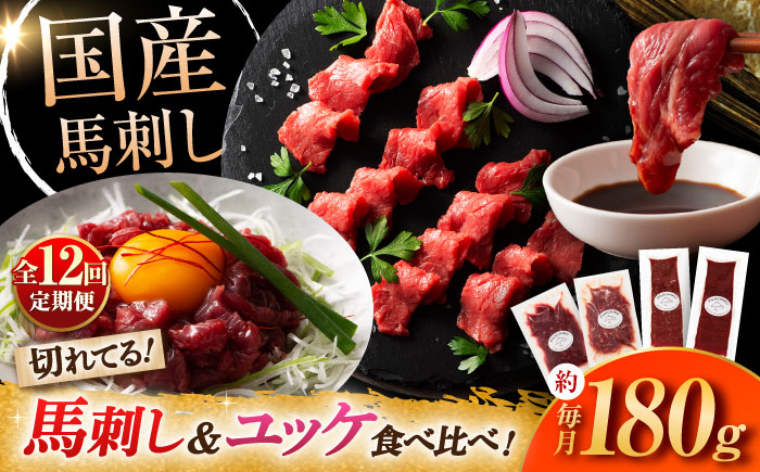 
                  【全12回定期便】【熊本特産】切れてる馬刺し4種セット3889 / 馬刺し 熊本馬刺し 国産馬刺し 熊本 菊陽 ユッケ 馬刺 タレ 醬油 生姜【株式会社フジチク】 [BHAD062]
                