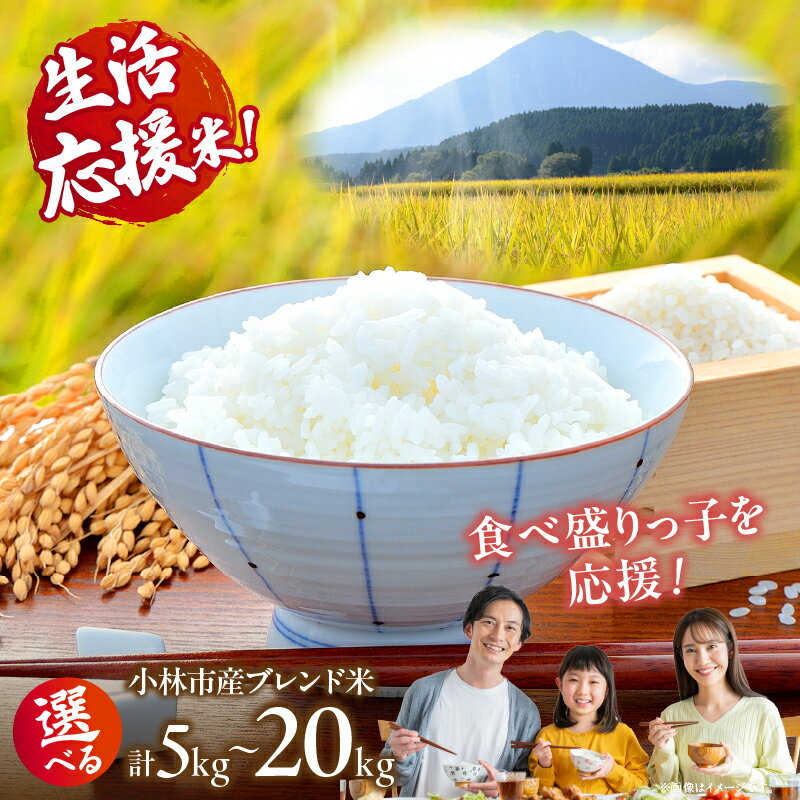 【ふるさと納税】【生活応援米】【選べる内容量】湧水で育った小林市産ブレンド米 5kg~20kg（お米 米 ブレンド米 白米 精米 家庭用）