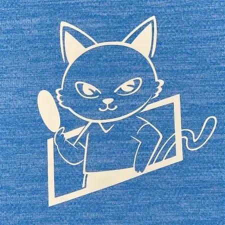 JTTA公認　卓球ユニフォーム【男女兼用(ドライ):160サイズ】ねこ　ブルー_装飾品・工芸品  洋服 _【1514948】