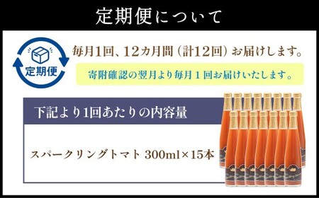 【12回定期便】 北海道サイダー スパークリングトマト 15本セット×12回 計180本 トマトジュース とまとジュース 炭酸 炭酸飲料 飲料 ドリンク スパークリング トマト とまと 北海道産 国産