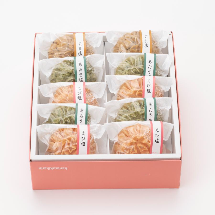 ＜賀門＞「塩かりん」3種詰合せ　（ごま塩・あおさ塩・えび塩）計10個
