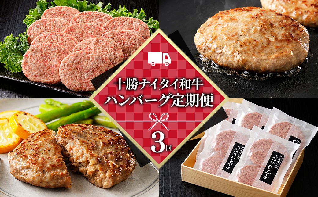 
                  十勝ナイタイ和牛 ハンバーグ 3ヵ月 定期便 ビーフ&ポークハンバーグ 120g×10個×3回 国産 北海道  牛 豚 肉 牛肉 豚肉 国産牛 国産豚 和牛 冷凍ハンバーグ ［045-TN80］
                