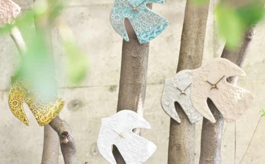 【美濃焼】 happy bird clock グリーン 多治見市 / 杉浦製陶 掛け時計 タイル 鳥 ギフト [TAO038]
