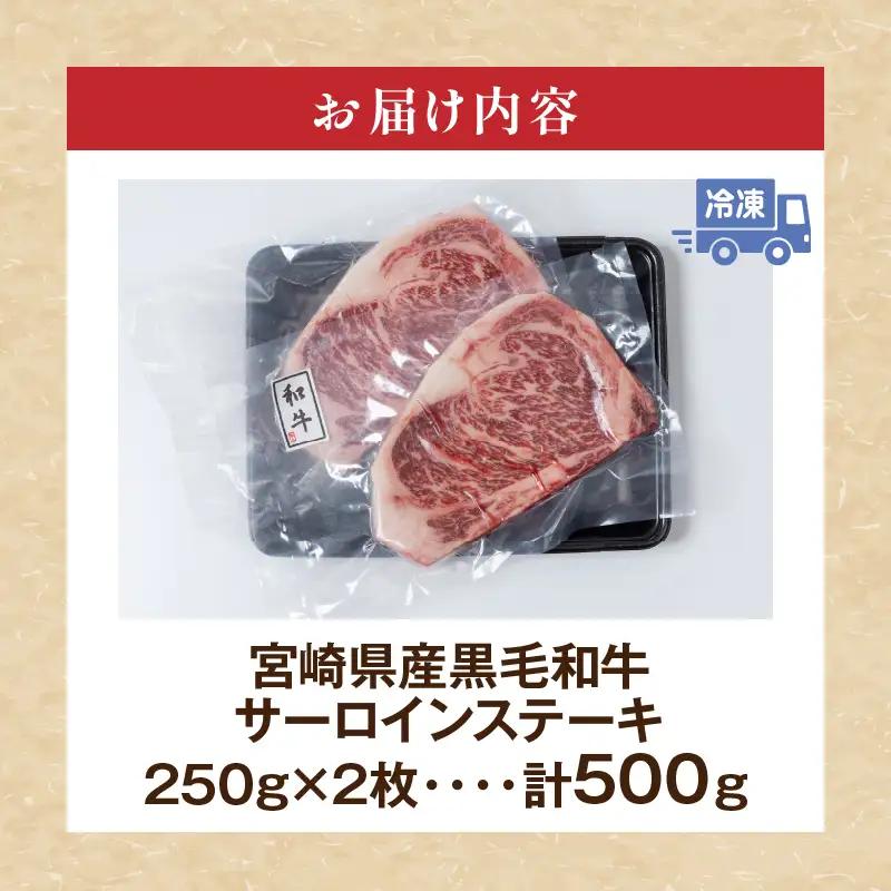 宮崎県産 黒毛和牛 サーロインステーキ 計500g(250g×2枚) 肉 牛肉 ビーフ 国産 ステーキ肉 おかず 食品 BBQ バーベキュー 焼肉 鉄板焼き おすすめ 人気 個包装 小分け 真空パック