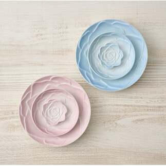 錦右エ門陶苑 La Vie en rose バラの食器 6点セット ピンク&ブルー 有田焼 取り皿 小皿 バラ 薔薇 食卓 カトラリーレスト A35-254_イメージ5