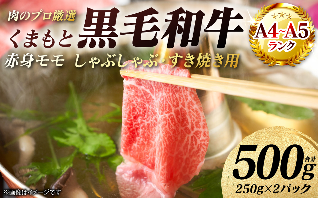 【A4～A5ランク】 くまもと黒毛和牛 赤身 モモ しゃぶしゃぶ すき焼き用　500g （250g×2パック） 和牛 牛肉 お肉 黒毛和牛 冷凍 おかず ギフト 熊本県 八代市
