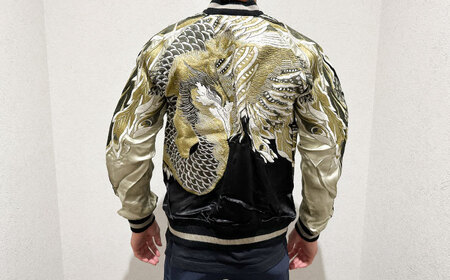 北斎鳳凰スカジャン　サイズはS・M・L・XL・XXL 服 おしゃれ かっこいい ヴィンテージ 刺繍 横須賀【有限会社エムシーハウス】 [AKAP001]