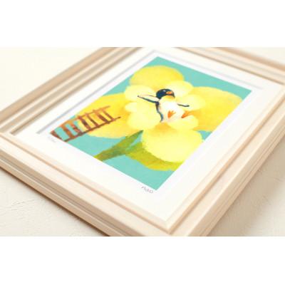 ふるさと納税 茨木市 イラスト作家「菜生」アートフレーム〈ふわふわフラワー〉ペンギン |  | 01