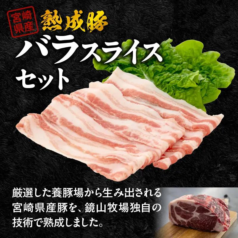 宮崎県産熟成豚 バラスライスセット 約200g×2個 N0105-YA2283
