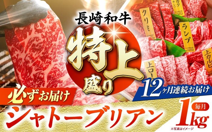 
            【12回定期便】【A4-A5特上ランク】 長崎和牛 焼肉 盛り合わせ （特上） 約1kg 長与町/meat shop FUKU [ECS016]
          