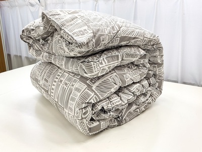 リサイクル羽毛掛布団　白州洗いのリサイクル羽毛ダウン90％使用　羽毛量1.6kg　冬掛けダブルサイズ（柄グレー系色） 羽毛布団 リサイクル羽毛掛布団 冬掛け ダブル 190cm×210cm グレー系 