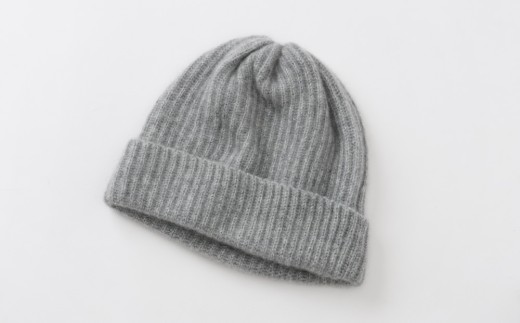 【UTOカシミヤ】　両畦ニットキャップ（ミディアムグレー）  カシミヤ ニット ニット帽 帽子 キャップ カシミヤ100% 両畦編み 柔らかい 肌触り 無地 選べるカラー オールシーズン 岩手県 北上市 J0167-01