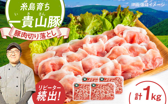 一貴山豚 切り落とし 計1kg(250g×4p)  糸島市 / いきさん牧場 豚肉 [AGB057] 豚肉 豚 ブランド豚 一貴山豚 ポーク 切り落とし 肉 250g