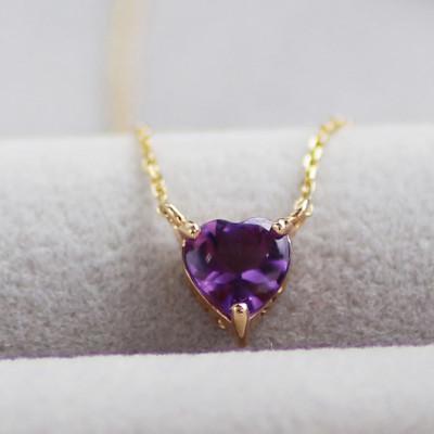 ふるさと納税 大津市 【10金イエローゴールド アメジストネックレス】ハートカット 大人の可愛いを叶える 紫水晶ペンダント |  | 02
