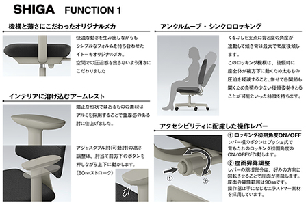 イトーキ SHIGA シガ 昇降脚 背トリプル ベースカラー:ペールオリーブ / 座面カラー:グレーC（KJ-517SEM-L4C5F）キャスター5本脚 【アンクルムーブ・シンクロロッキング / アジ