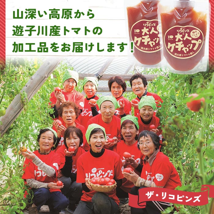 ＜ちょっぴりピリ辛で大人も満足！大人ケチャップ 4個セット＞ とまと 野菜 完熟 柚子胡椒 こしょう 調味料 辛口 パスタソース チリソース ギフト 贈り物 国産 特産品 遊子川ザ・リコピンズ 愛媛県