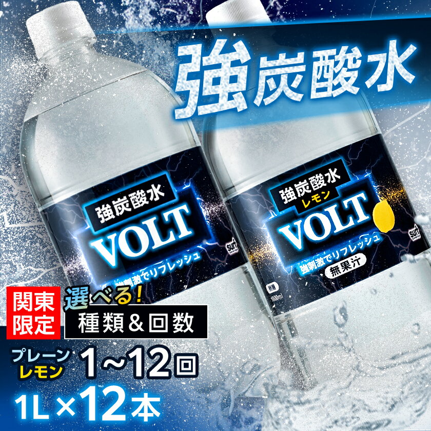 【ふるさと納税】【関東のみお届け】【選べる味/回数】強炭酸水 1L 12本 サーフVOLT(ボルト) 国産【配送不可地域：離島・北海道・沖縄県・東北・信越、北陸・東海・近畿・中国・四国・九州】【G1532972】