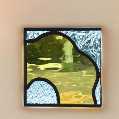 ふるさと納税 戸田市 ステンドグラスの小さな花パネル(イエロー)