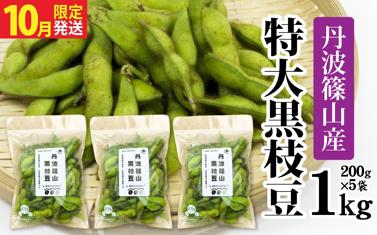 
                  【先行予約】丹波篠山産 丹波黒枝豆 1kg （200g×5袋）※2026年10月中旬よりお届け / 枝豆 えだまめ 黒枝豆 エダマメ ビール おつまみ 特産品 お手軽 お酒 晩酌 お取り寄せ 小分け 兵庫県 丹波篠山 丹波篠山市
                