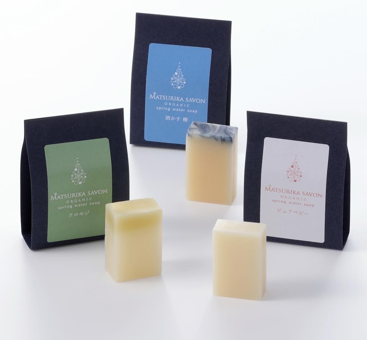 
            【マツリカサボン】  トライアル石けん 12ｇ×３種「 敏感肌・乾燥肌 ケアセット」（ 酒かす椿 ・ クロモジ ・ ピュアベビー （ 無香料 ） ） / オーガニック せっけん 自然素材 石鹸 岡山 真庭 肌にやさしい こだわり 手作り 無添加 ハーブ セット 無香料 ピュアベビー ミニサイズ お試し 詰め合わせ MATSURIKA SAVON 【savon010-01】
          