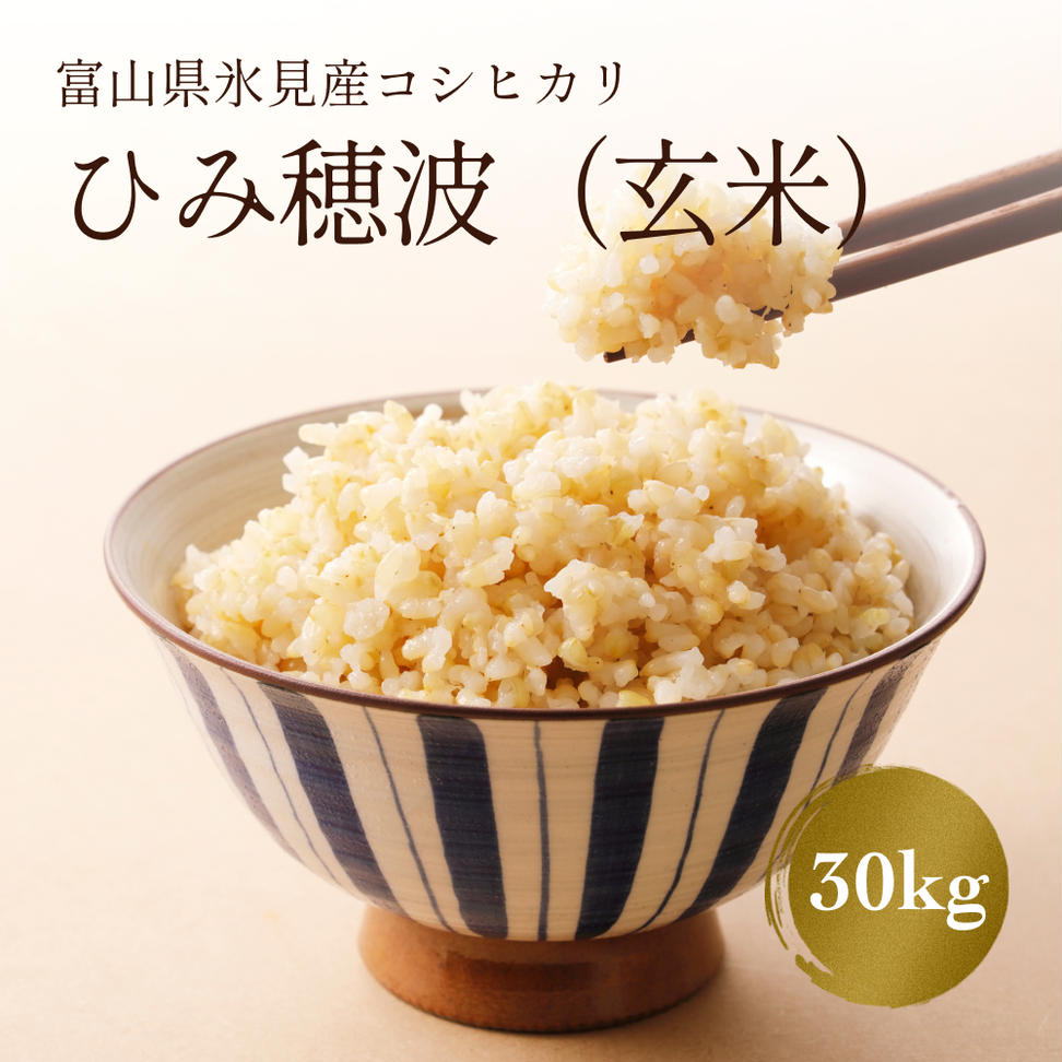 【玄米】令和6年産富山県産コシヒカリ《ひみ穂波》30kg ＜10月以降順次発送＞富山県 氷見市 こしひかり 30kg 玄米