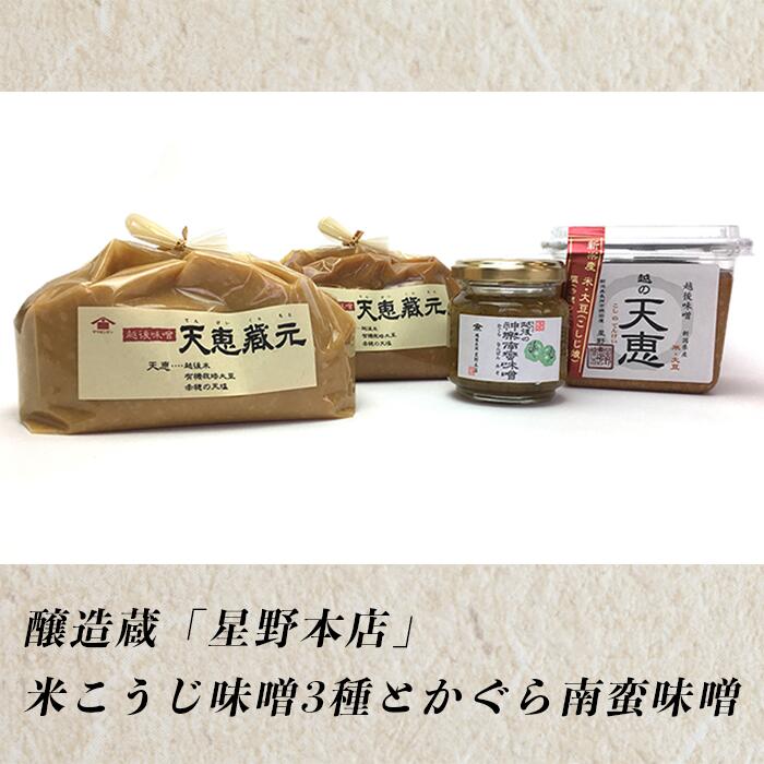 【ふるさと納税】B1-03A醸造蔵「星野本店」米こうじ味噌3種とかぐら南蛮味噌