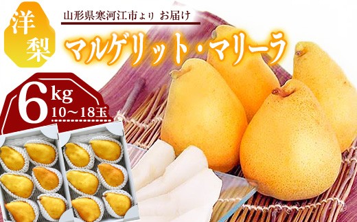 
                  令和8年産 洋梨「追熟 マルゲリット・マリーラ」 秀品 6kg （ 10 - 18玉 ） 山形県産【2026年9月下旬頃から10月上旬頃発送予定】　020-B-MM024
                