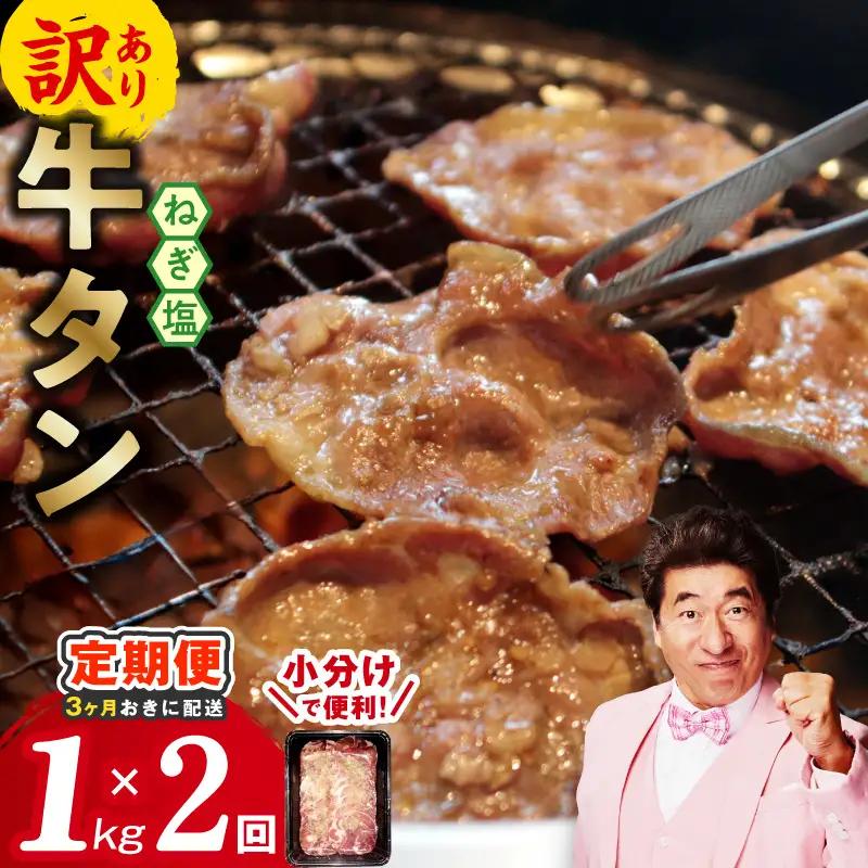 【分けて届く定期便】ねぎ塩 牛たん（成型）合計 1kg 小分け 250g×4【全2回】