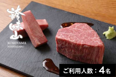 【西麻布】誇味山 特産品焼肉ディナーコース 4名様（1年間有効） お店でふるなび美食体験 FN-Gourmet633115