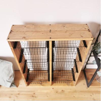 ふるさと納税 守口市 無垢材　ワイヤーバスケットシェルフ　6段　カゴ付 |  | 03